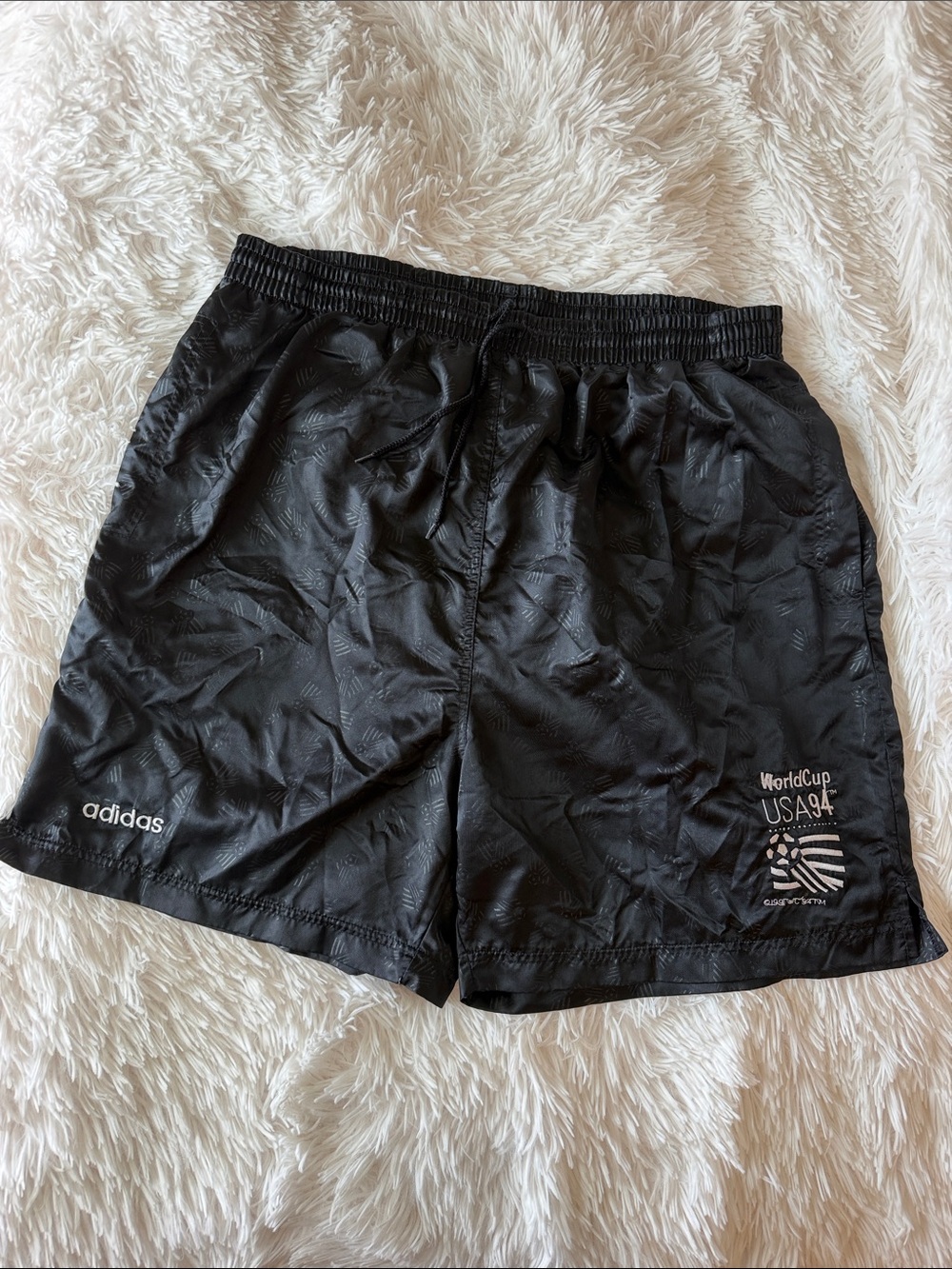 adidas Black Men’s Athletic Shorts with World Cup USA 94 Logo
